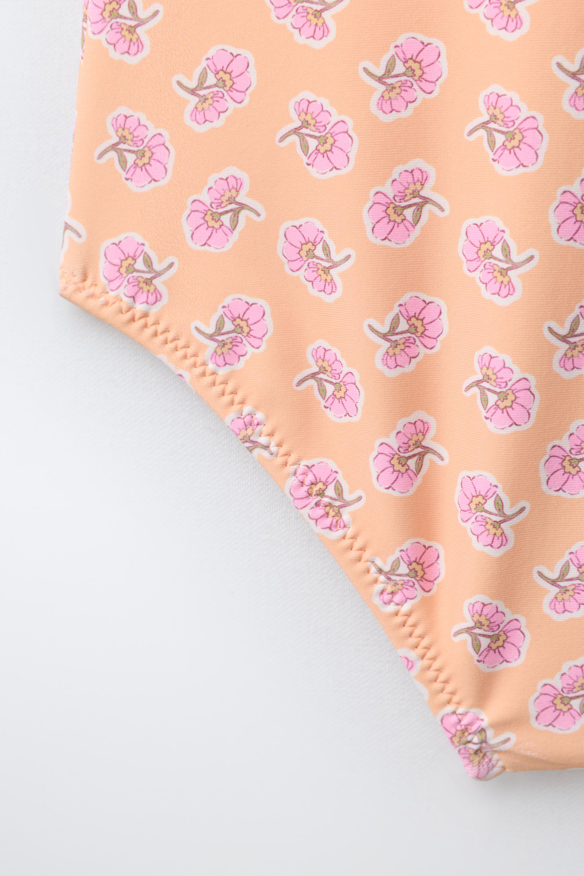 1-6 ANS/ MAILLOT DE BAIN NID D'ABEILLE À FLEURS
